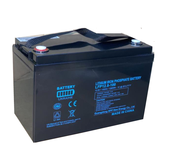 Літій-залізо-фосфатна акумуляторна батарея 12.8V 100Ah (потужність 1280Вт) (VRLA Type) (тм. Battery Ukraine)